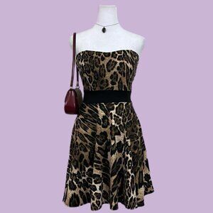 vintage 90s leopard mcbling downtown it. girl tube top mini dress